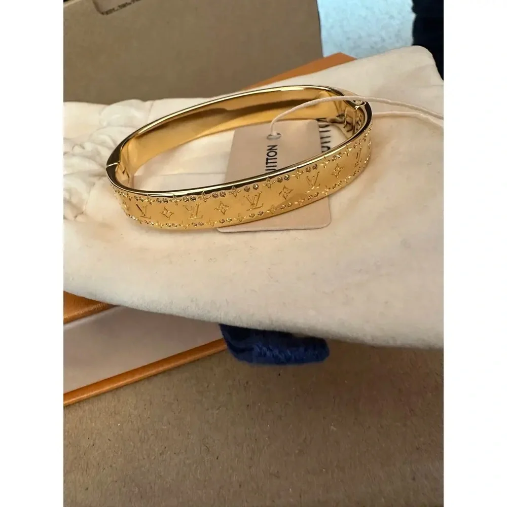Louis Vuitton Nanogram Strass Bracelet Gold Crystal Bangle Certified Authentic 💎 - Picture 6 of 11